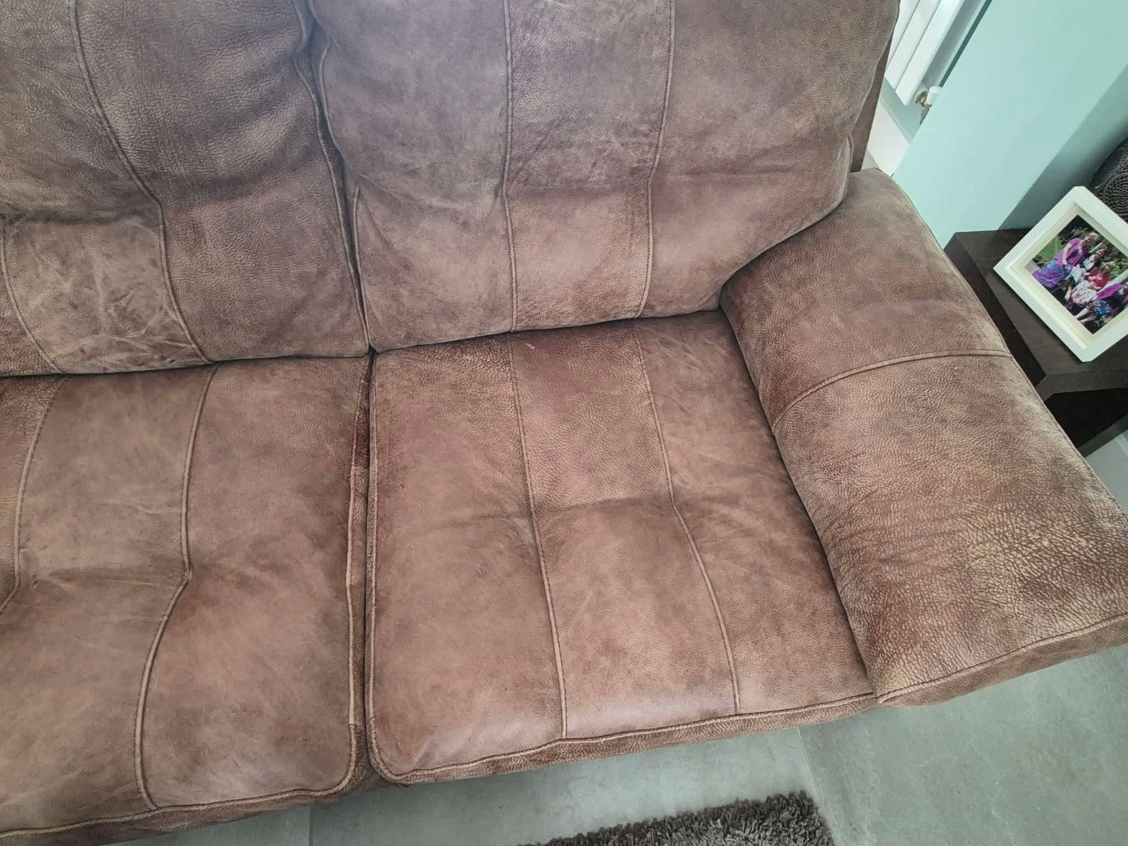 Rustic Tan/Brown Leather Corner Sofa + Armchair (PTP)