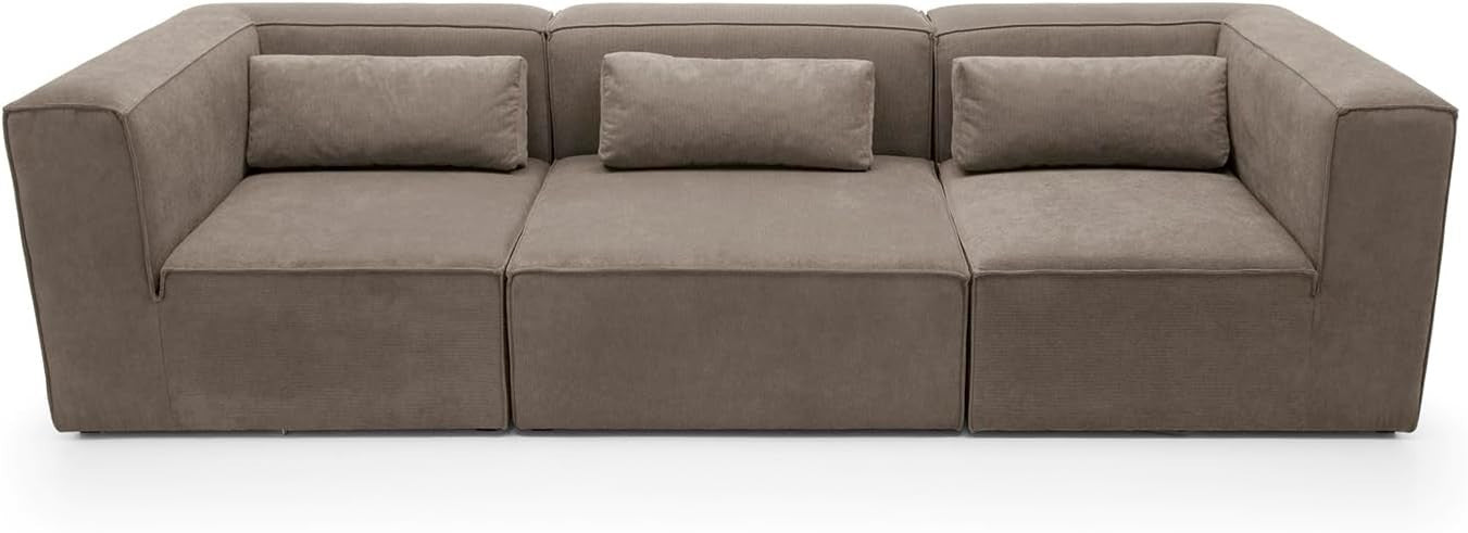 Modular 4 Seater Sofa Brown Cord Chenille | Space-Saving, Modern, Comfy