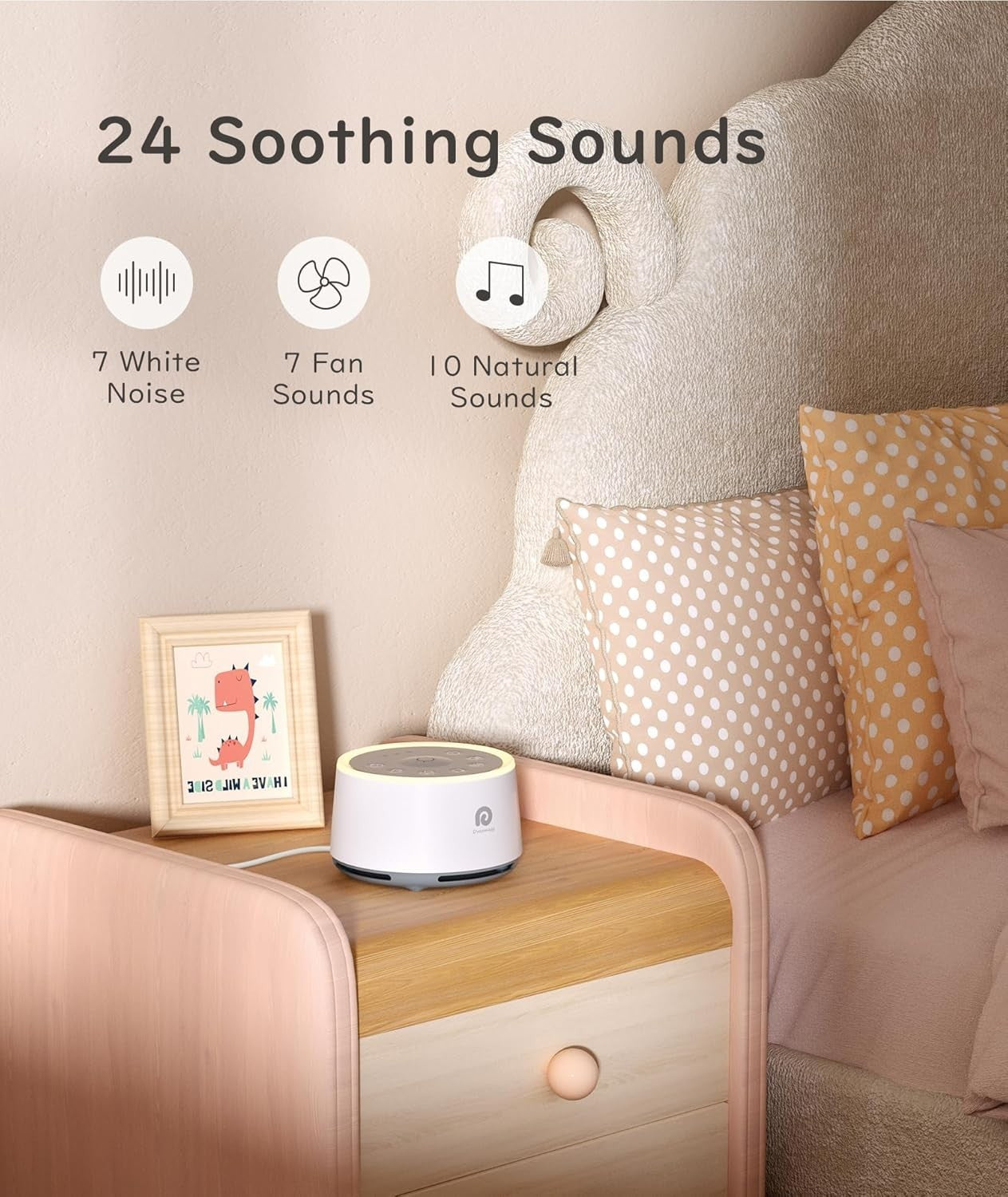 White Noise Machine for Baby & Adult, 24 Nature Sounds, Night Light