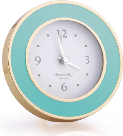 Silent Sweep Alarm Clock Pastel Blue Gold Bedside Home Office Decor