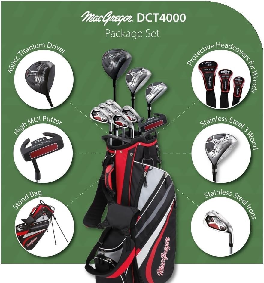 Mens Right Hand Golf Clubs Set 1” Longer Driver Hybrids Irons Putter Bag