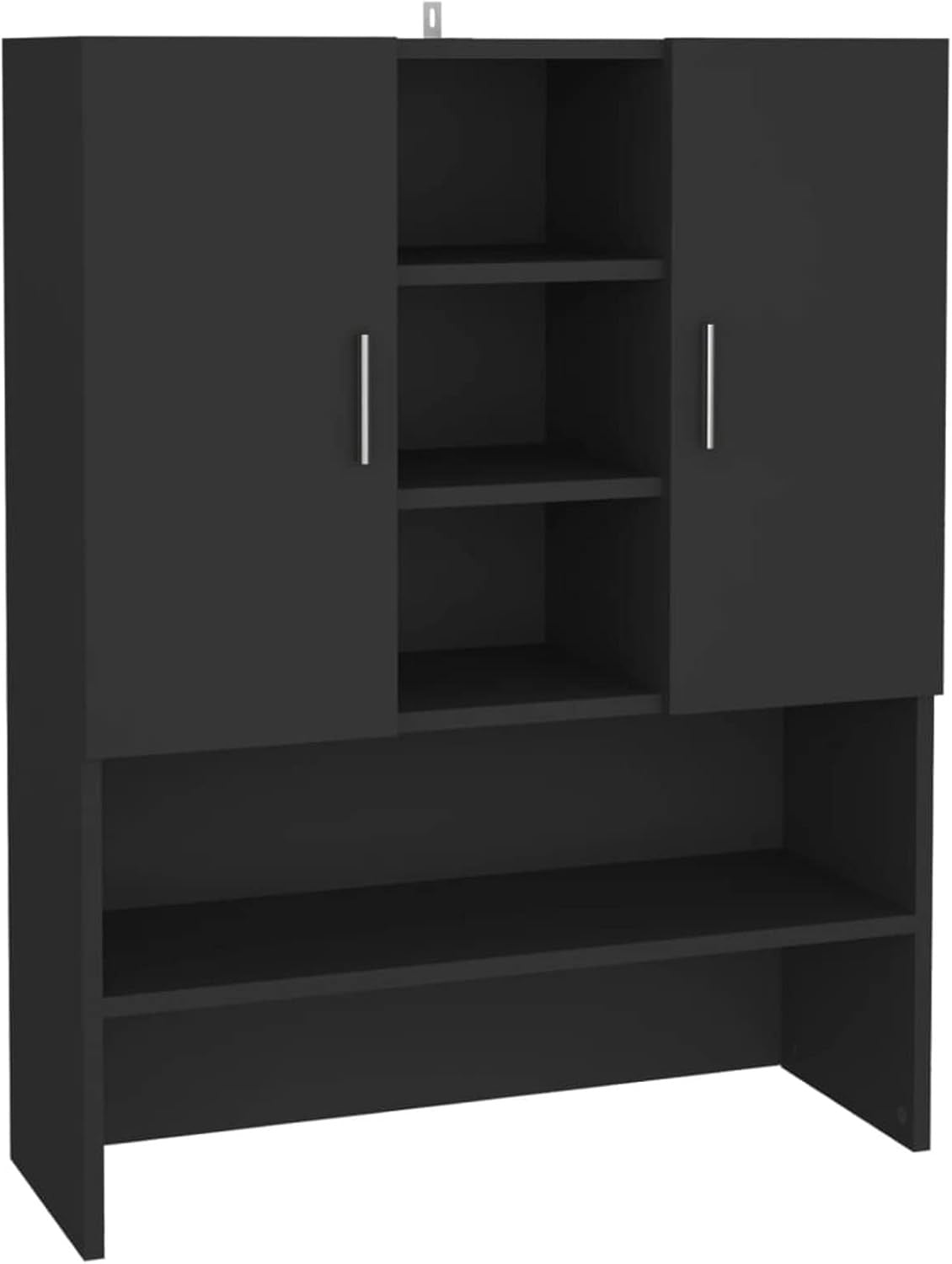 Washing Machine Storage Cabinet Laundry Bathroom Cupboard Shelves Black