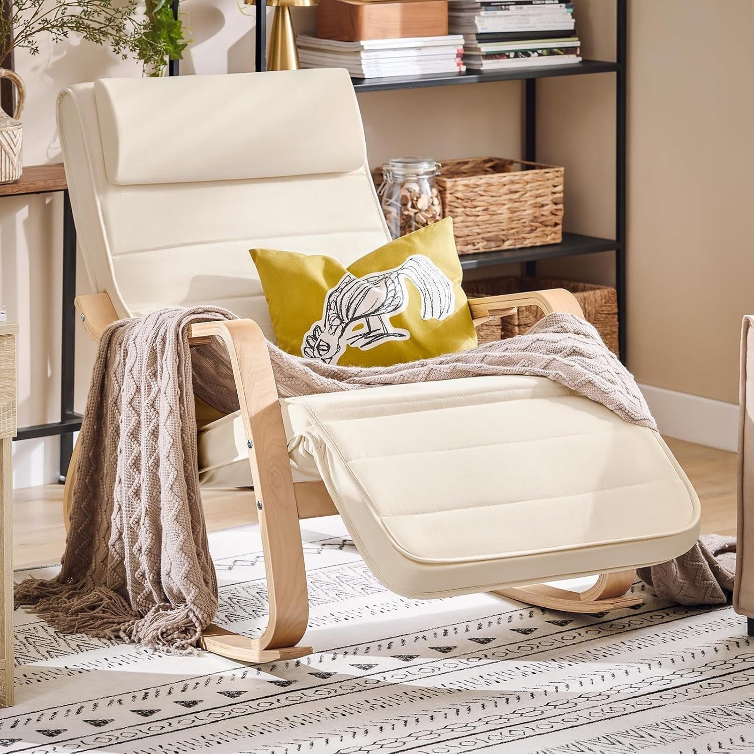 Rocking Recliner Chair w/ Footrest & Headrest – Adjustable, Cushioned Comfort