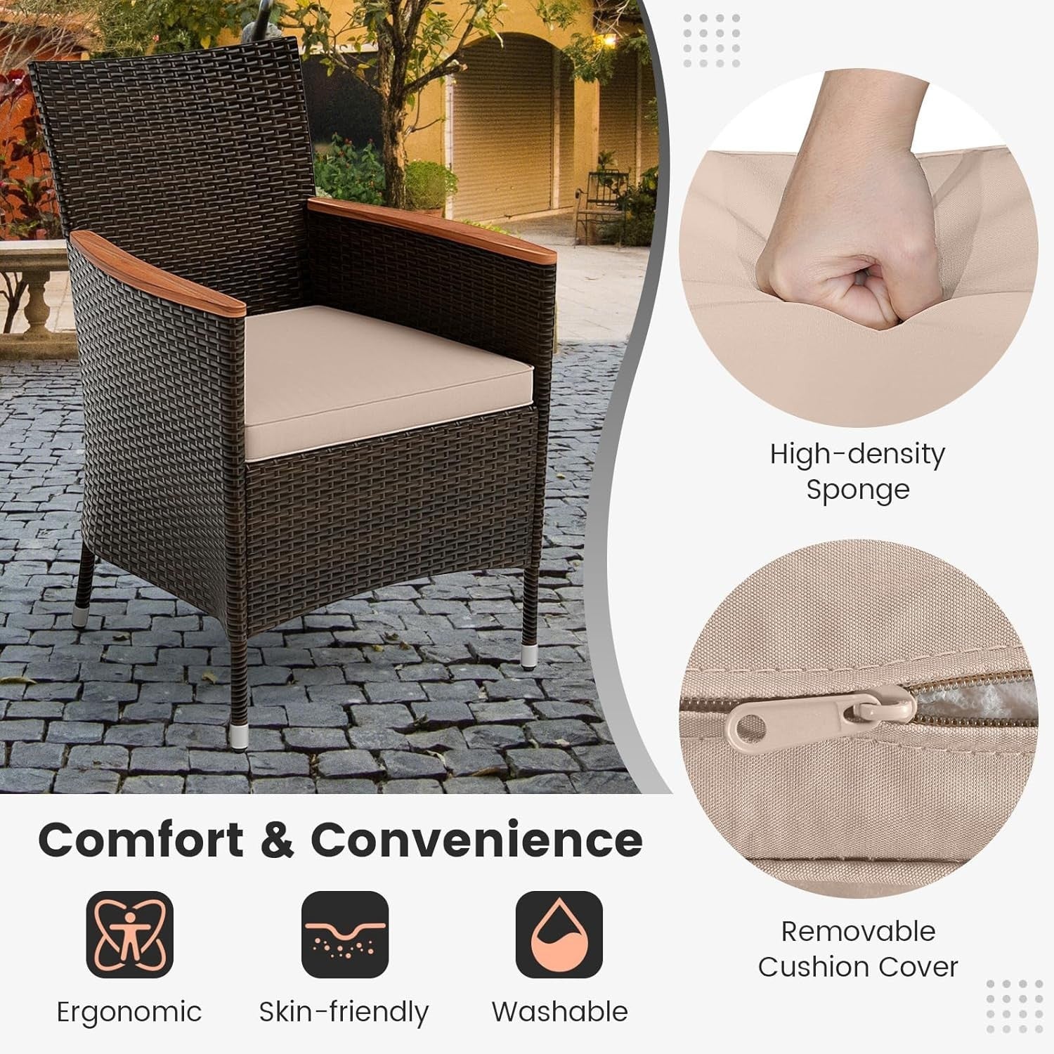 7PC Rattan Garden Dining Set Outdoor Table & Cushioned Chairs Patio