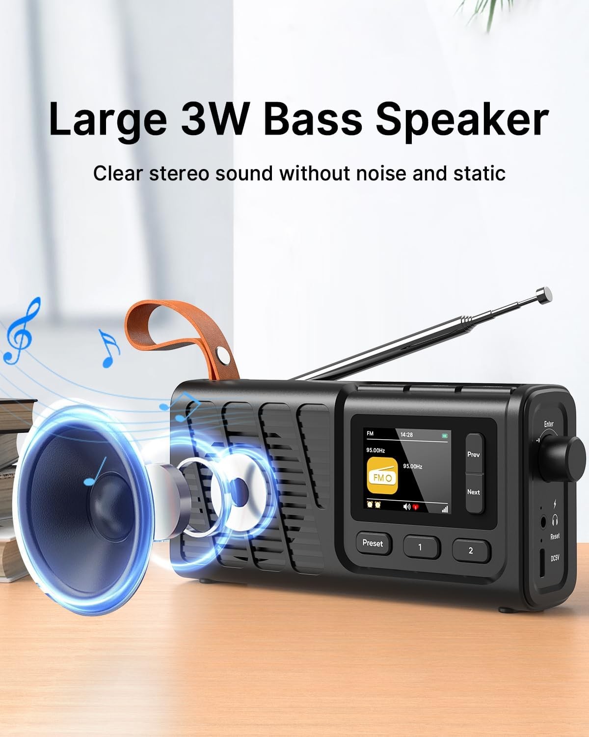 Portable DAB Radio Bluetooth USB Rechargeable FM Digital Radio Alarm