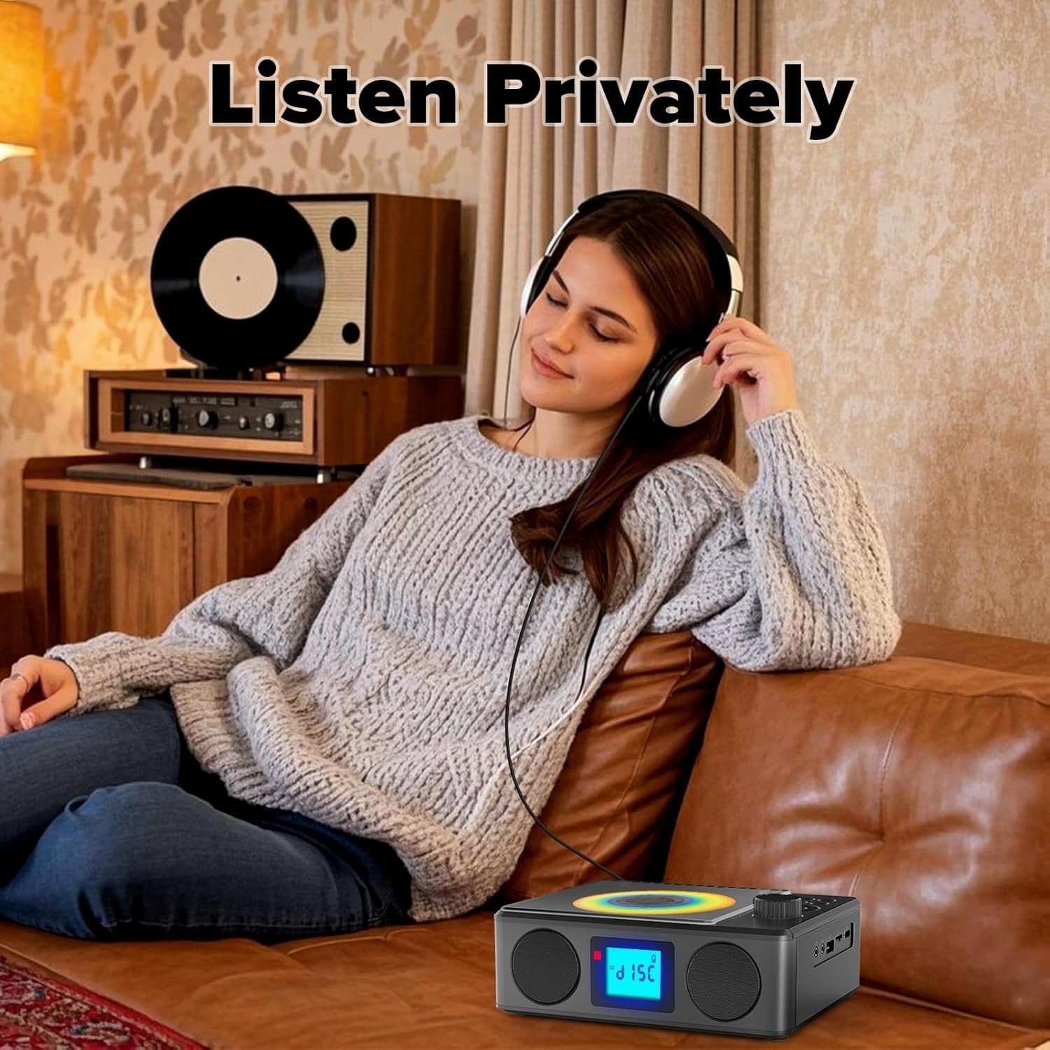 Portable Bluetooth CD Player Rechargeable FM Radio USB TF Stereo Remote