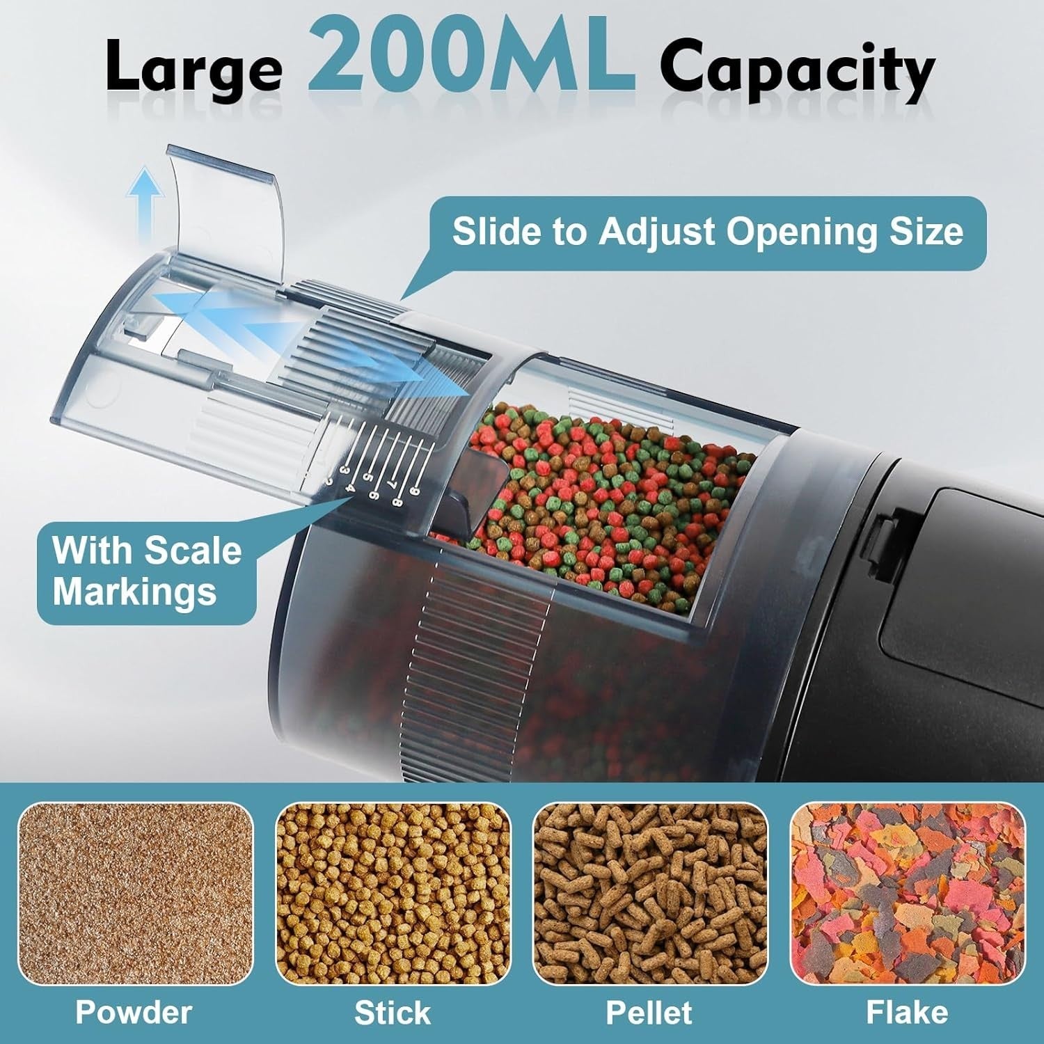 Automatic Fish Feeder 200ml Aquarium Food Dispenser Timer Moisture Proof