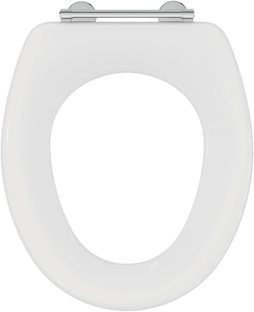 White Toilet Seat Stainless Steel Lid Durable Modern Easy Clean
