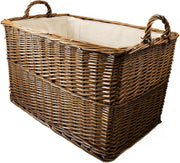 Medium Sturdy Wicker Storage Basket with Lining & Handles 62x40x37cm