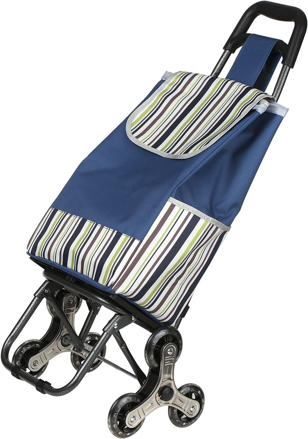 Stair Climber Grocery Cart Lightweight Metal Frame w/ Oxford Bag & PU Wheels
