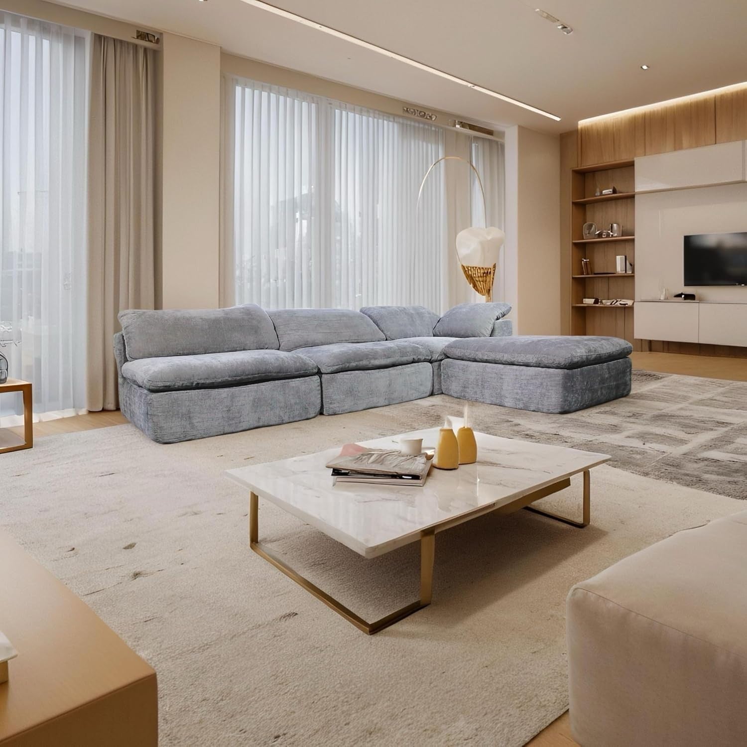 Modular Grey L-Shaped Sofa with Reversible Chaise – Custom Layout Couch