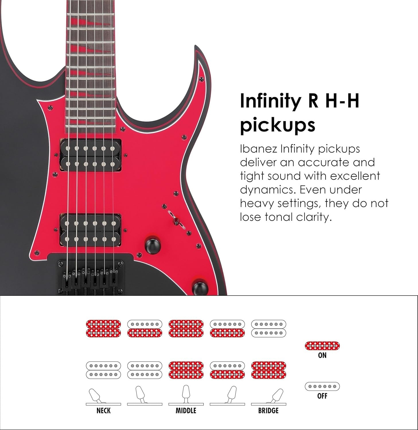 Electric Guitar Solid Body HSH Black Red Maple Neck Rock Metal