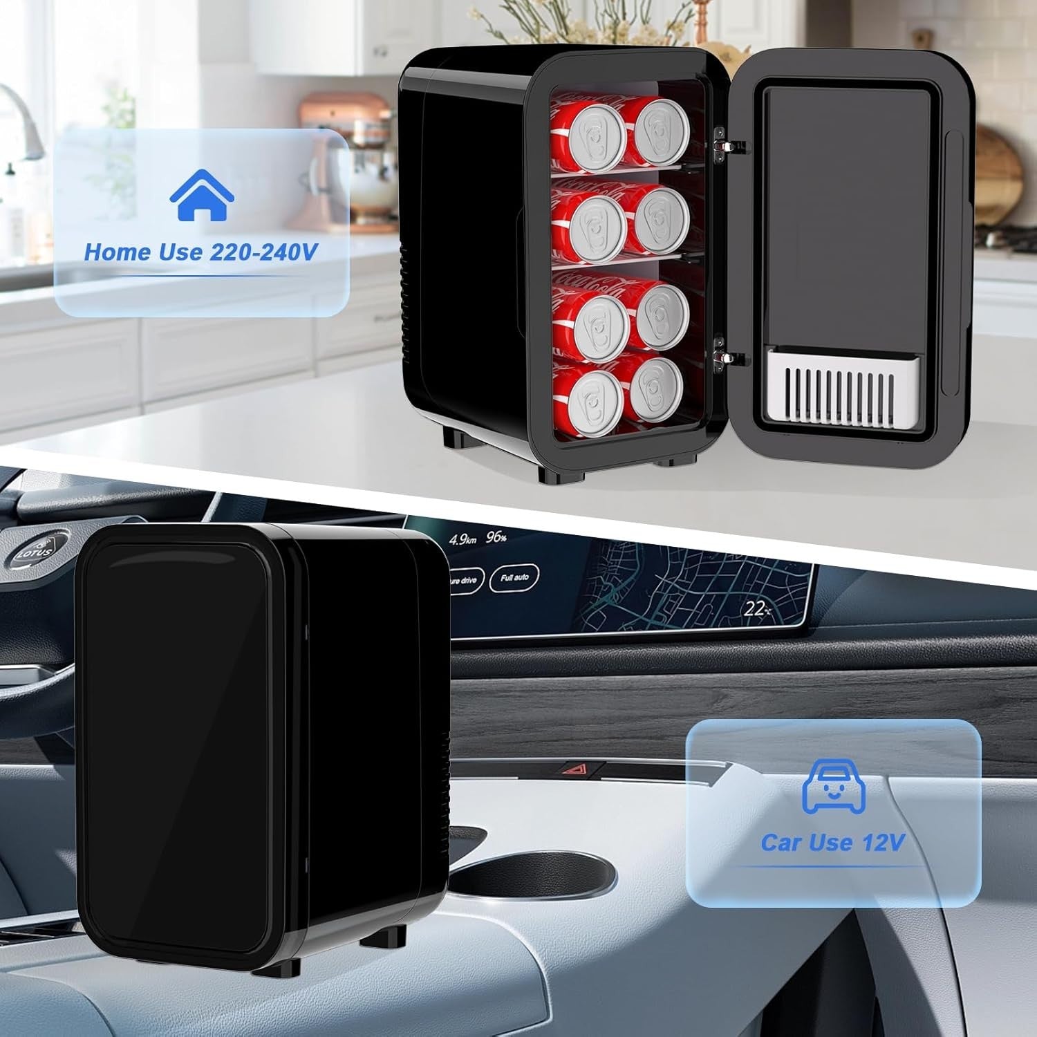 6L Mini Fridge Portable AC/DC Cooler Warmer Bedroom Skincare Black