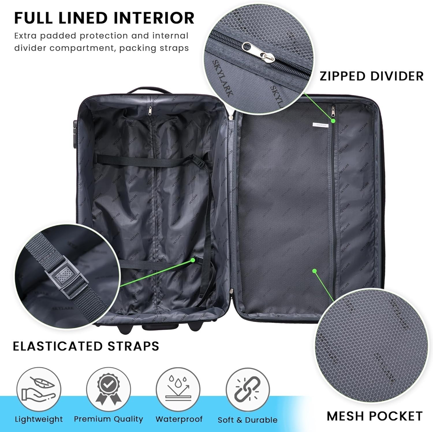 29'' Large Soft Shell Suitcase Expandable Lightweight Check In Luggage 2 Wheel