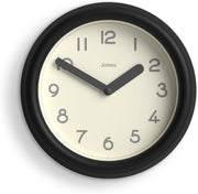 Small Black Wall Clock 22cm Modern Silent Quartz Round Minimalist Home Decor