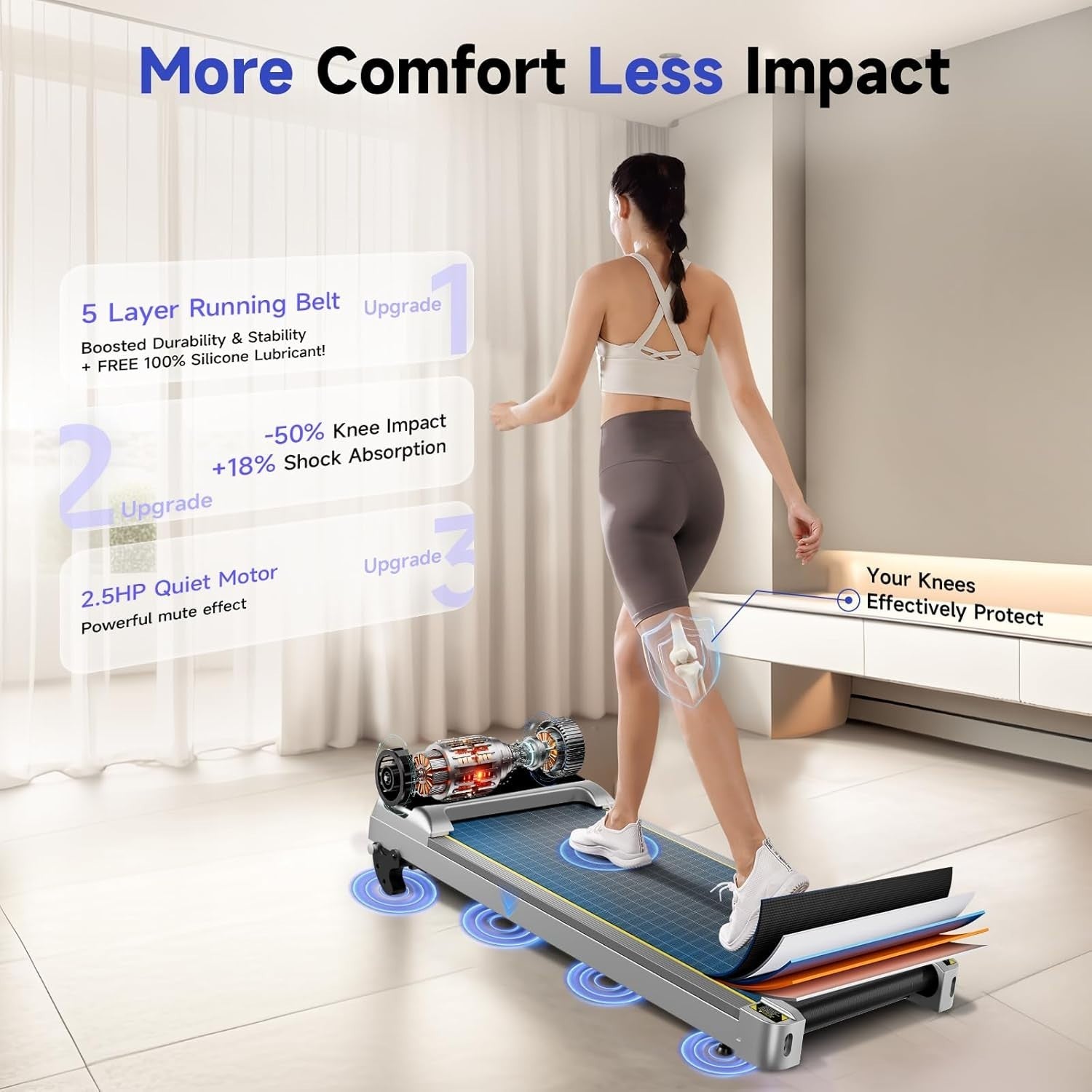 Portable Under Desk Walking Treadmill with Incline 3-in-1 Fitness Home Gym