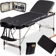Arebos Portable Foldable Massage Table 3-Zone Height Adjustable Bed Black 60cm