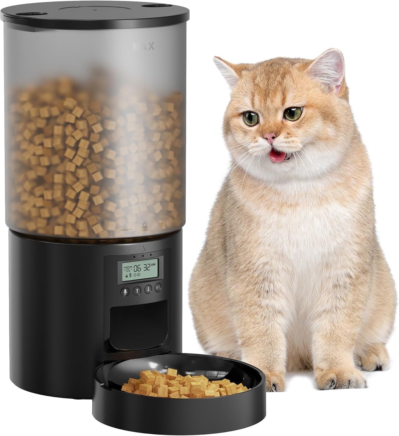 Automatic Cat Feeder 6L Timer Food Dispenser 10s Voice Meal Reminder