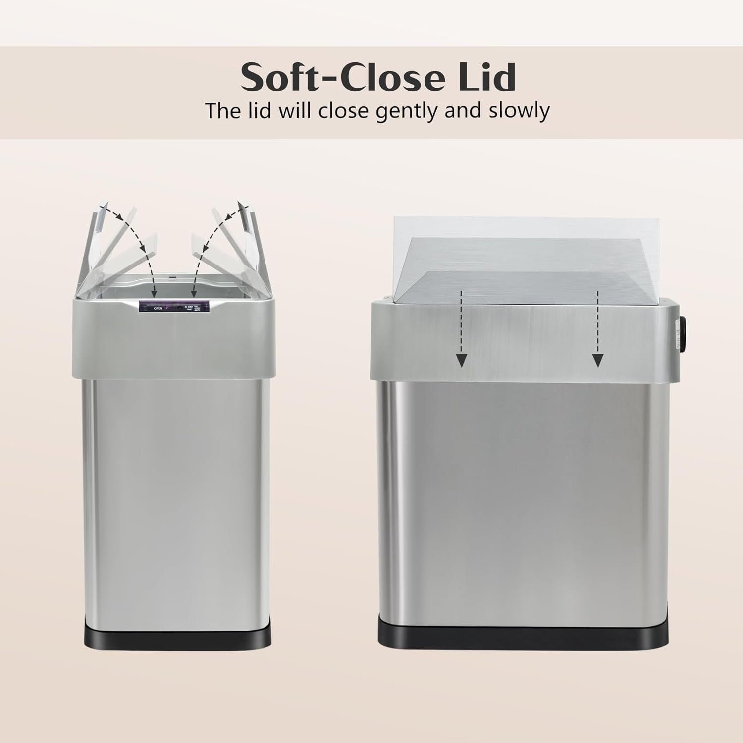 30L Automatic Sensor Bin Stainless Steel Touchless Soft Close