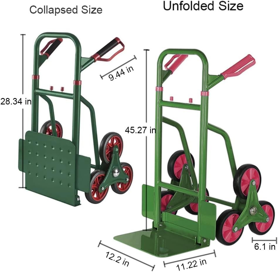 660lb Stair Climbing Dolly Cart Folding 6 Wheel Hand Trolley Green