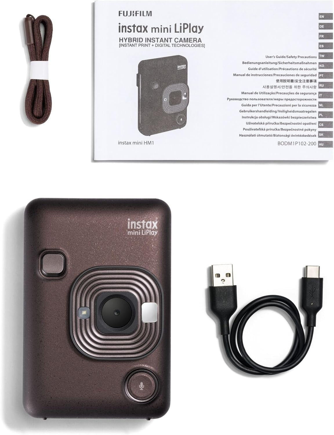 Hybrid Instant Camera LCD Screen USB-C Photo Printer Bronze Camera