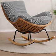Comfy Rattan Rocking Chair for Adults, Teddy Upholstered Nursery Seat
