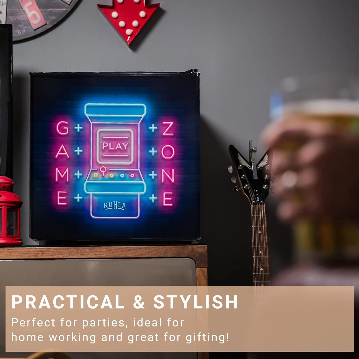 45L Mini Fridge Gamer Design Countertop Drinks Cooler Ice Box Adjustable