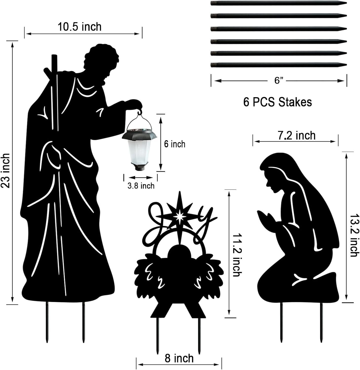 3 Pack Solar Nativity Scene Garden Stakes with Lantern Lights
