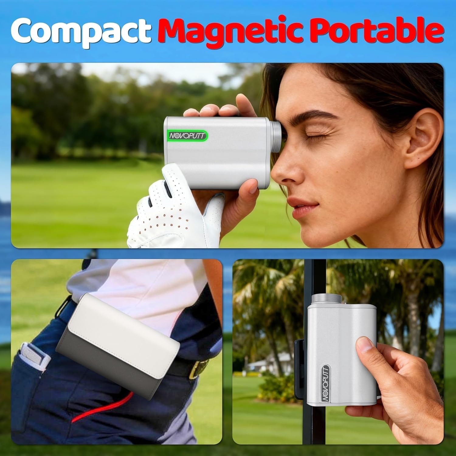 Golf Rangefinder 1200Y Slope 7X Magnification Flag Lock Rechargeable