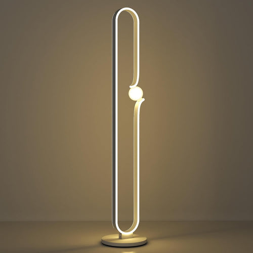 Modern LED Floor Lamp White Dimmable Standing Light Foot Switch Bedroom