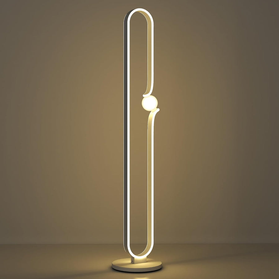 Modern LED Floor Lamp White Dimmable Standing Light Foot Switch Bedroom