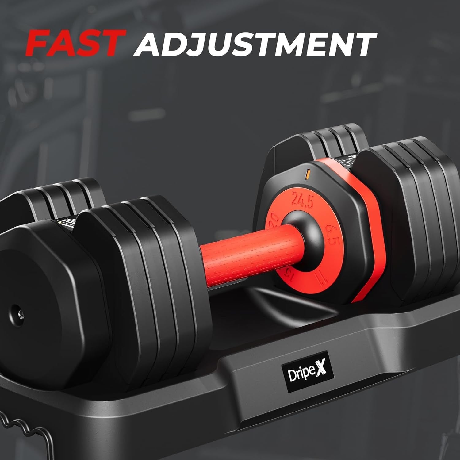 24.5kg Adjustable Dumbbell Pair 5-in-1 One-Hand Dial Non-Slip Home Gym
