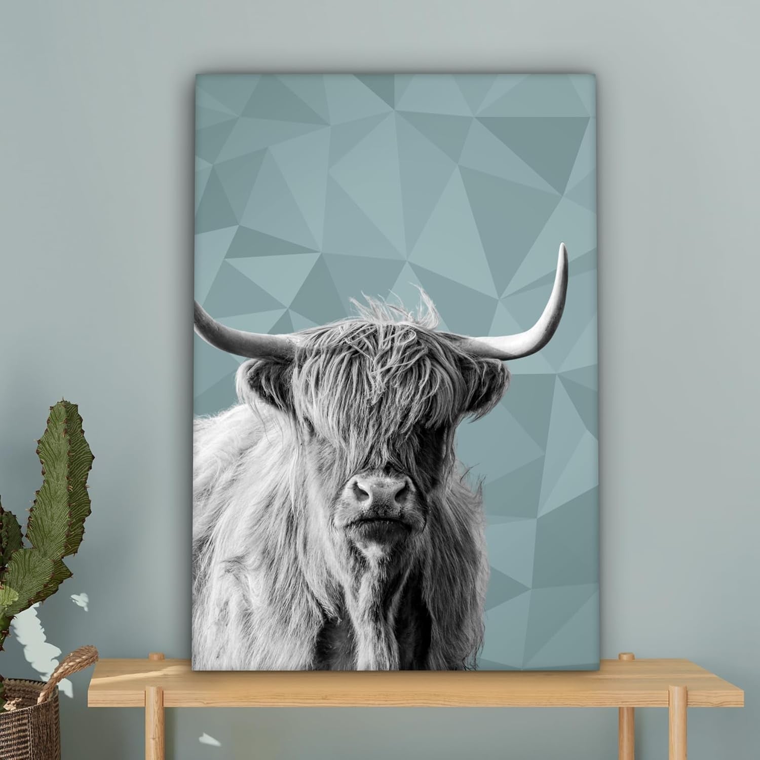Highland Cow Canvas Wall Art 40x60cm Framed Black White
