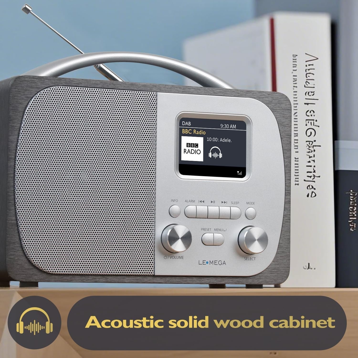 DAB DAB+ FM Digital Radio Bluetooth Alarm Clock Anthracite Wood