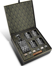 Whiskey Decanter Gift Set 4 Glasses Granite Chilling Stones Luxury 650ml Carafe