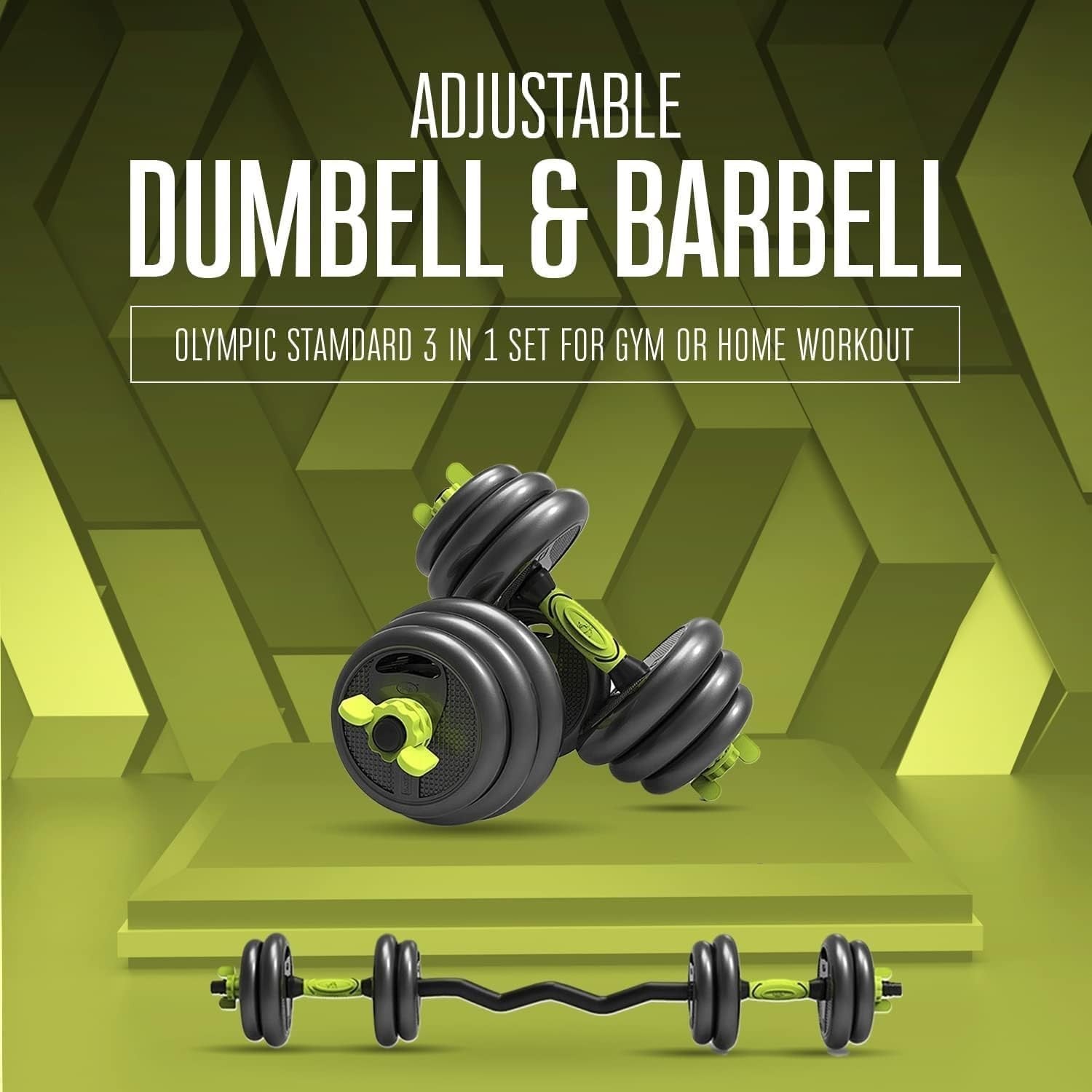 20kg Adjustable 6-in-1 Home Gym Weights Dumbbell Barbell Kettlebell Set