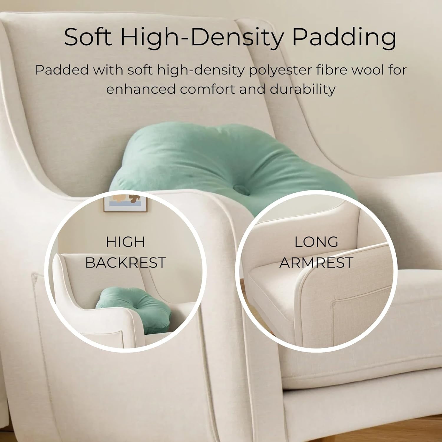 Luxury Nursery Rocking Chair w/ Footstool - Comfy, Stylish, Soft Fabric