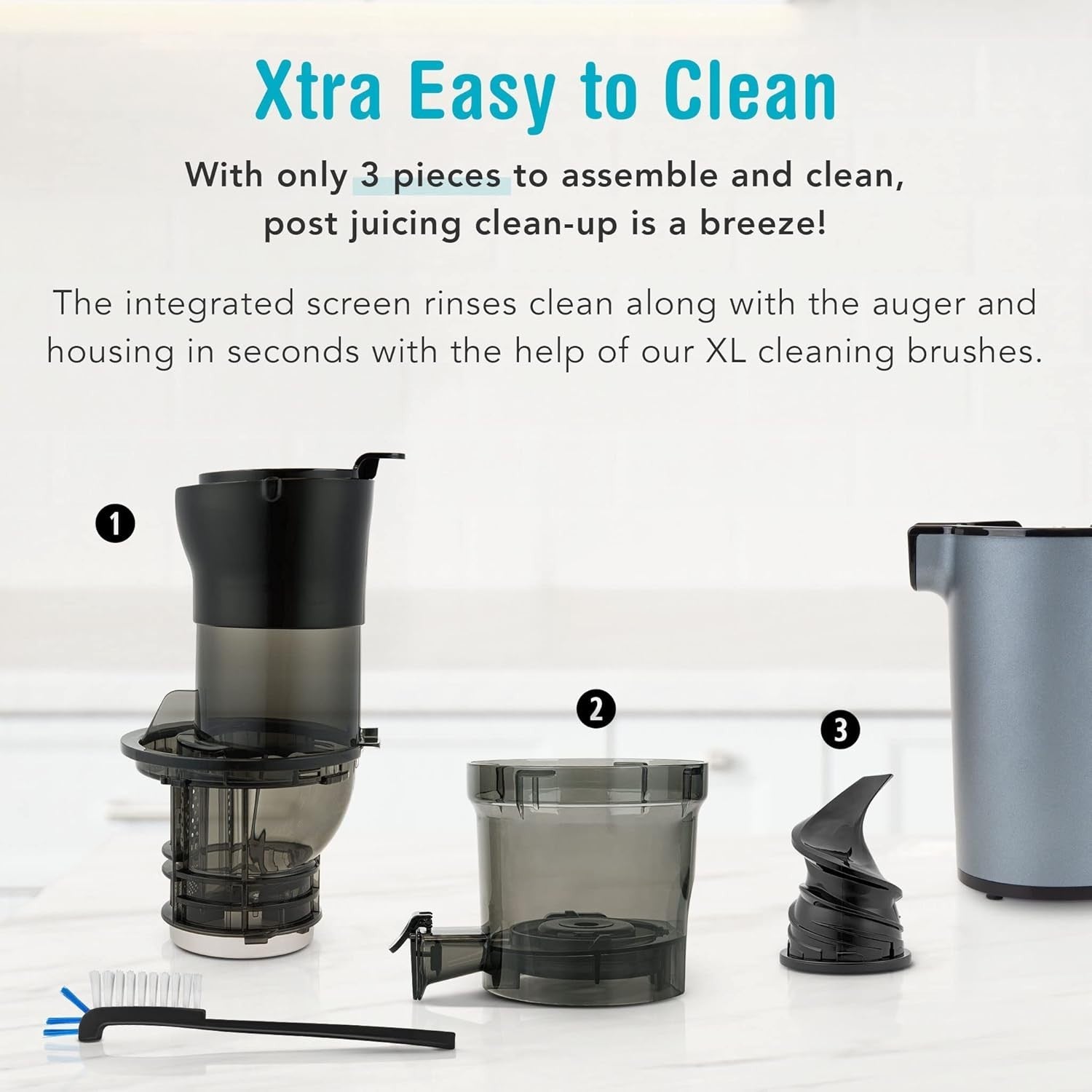 XL Feed Cold Press Juicer Compact Masticating Easy Clean Hands Free