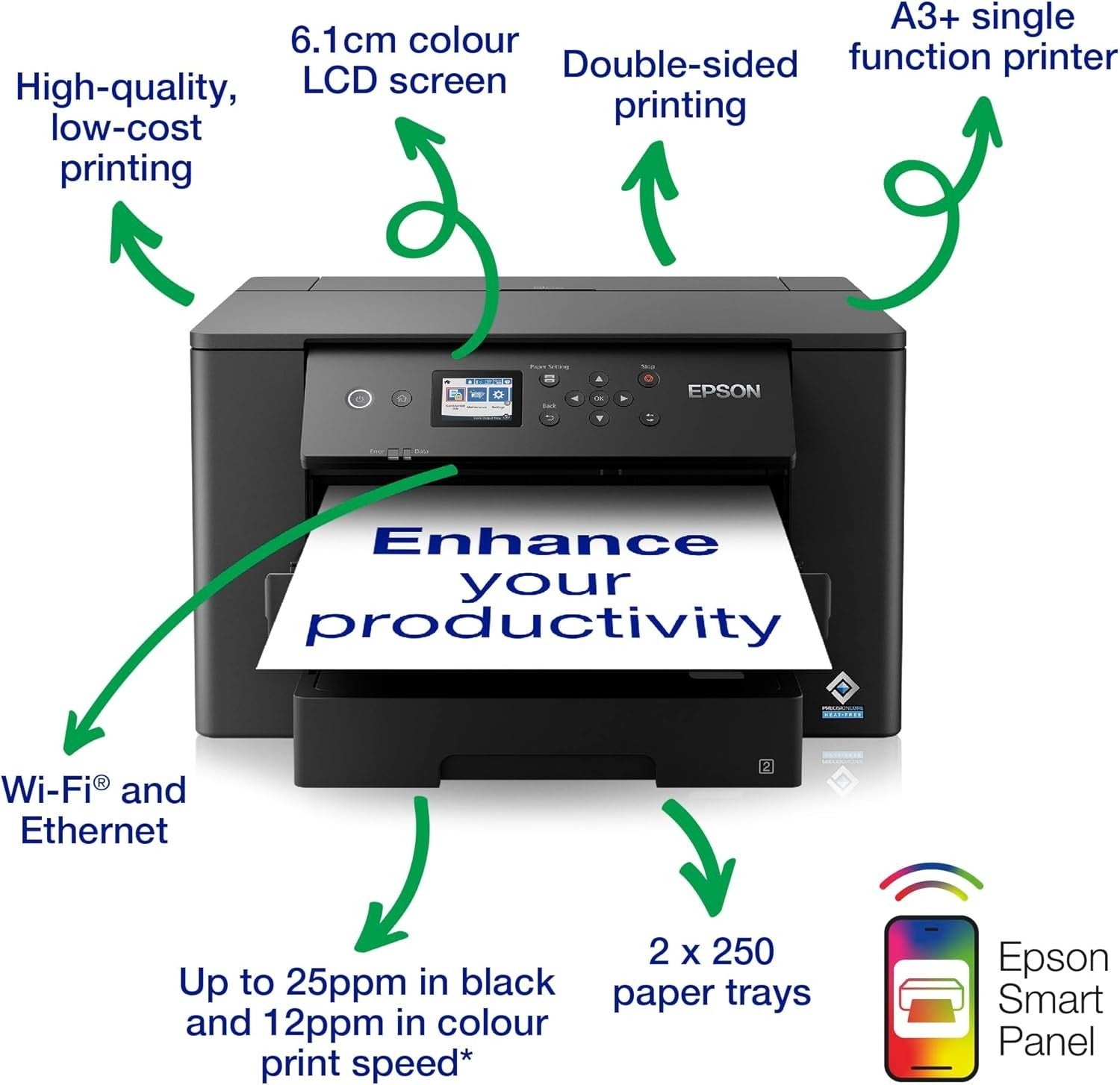 A3+ Wireless Colour Printer Scanner Copier Duplex 2-Tray Black
