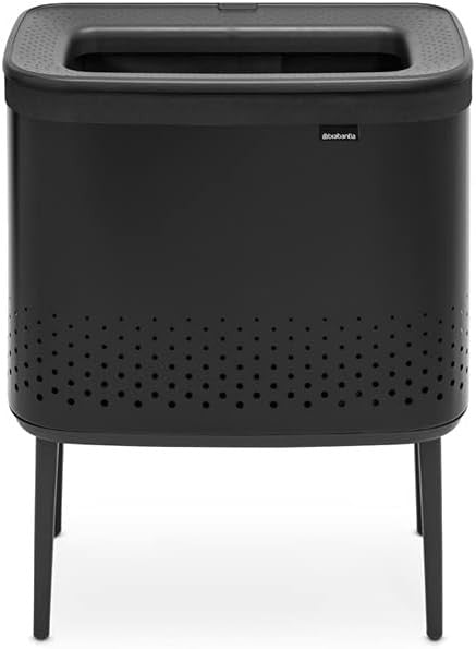 Modern 60L Laundry Bin with Lid, Quick-Drop Opening, Removable Liner Bag