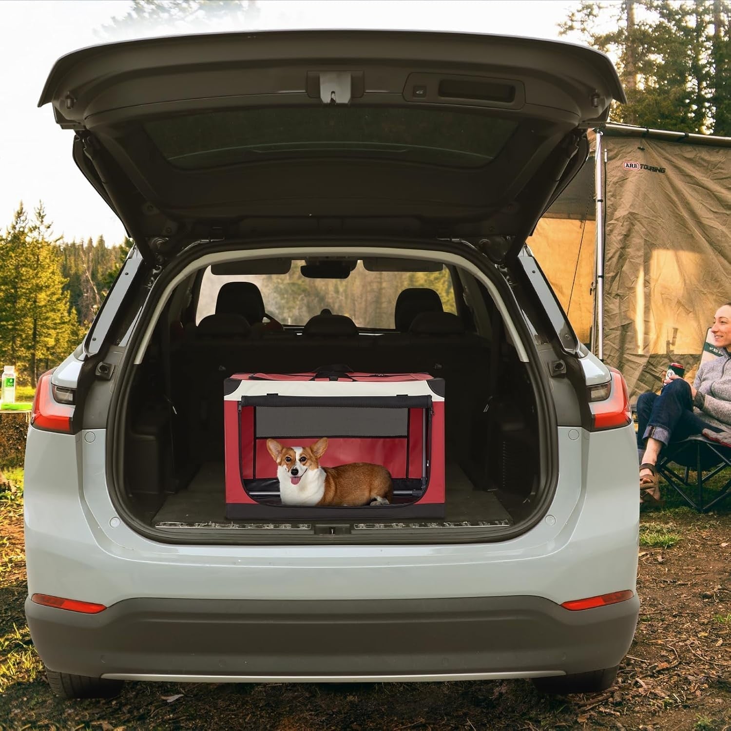 Pop Up Soft Dog Crate Red – Foldable Travel Kennel for Medium & Large Pets