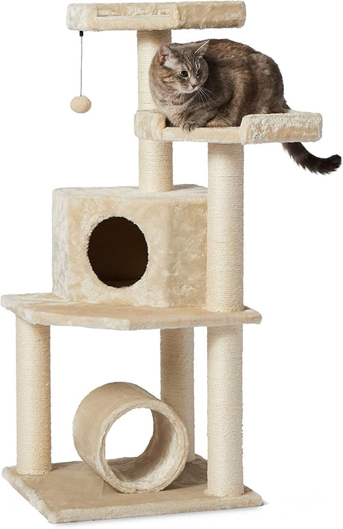 Large Cat Tree Tower with Tunnel Scratching Post 114cm Multi-Level Condo