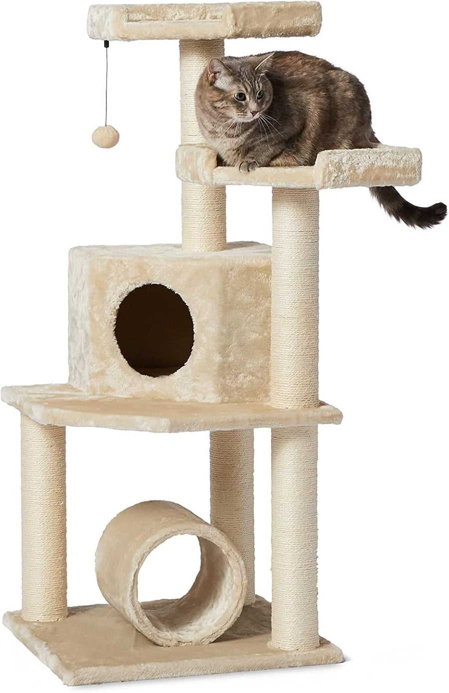 Large Cat Tree Tower with Tunnel Scratching Post 114cm Multi-Level Condo