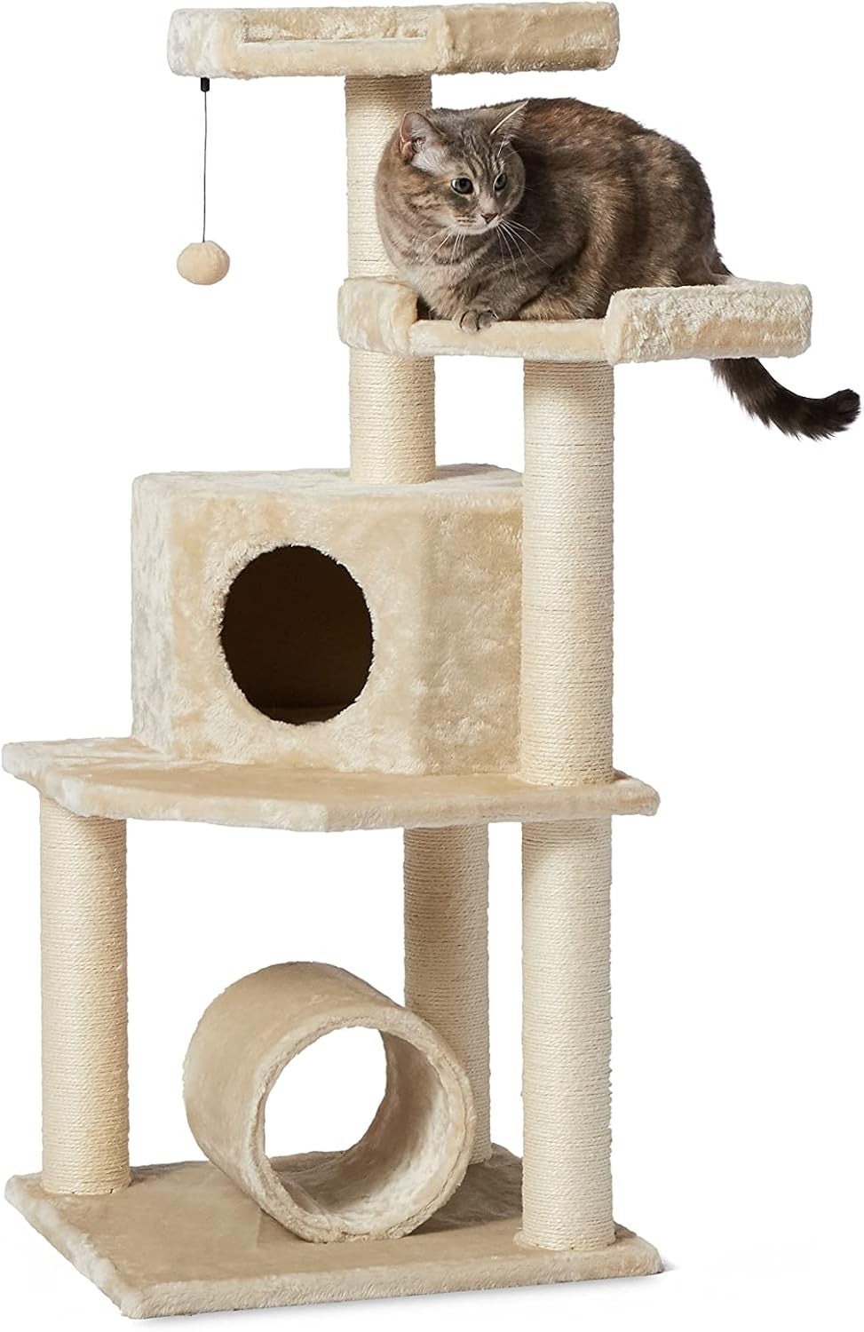 Large Cat Tree Tower with Tunnel Scratching Post 114cm Multi-Level Condo