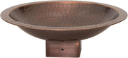 14" Hammered Copper Bird Bath Bowl – Outdoor Garden Feeder for 4x4 Post