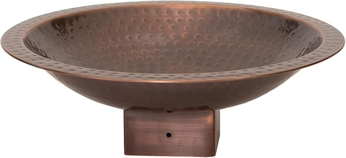 14" Hammered Copper Bird Bath Bowl – Outdoor Garden Feeder for 4x4 Post