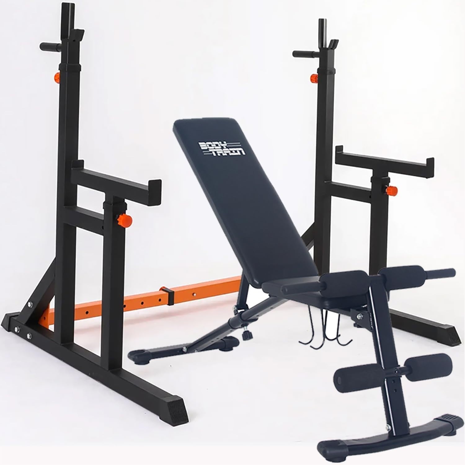 Adjustable Squat Rack & Foldable Weight Bench Set Home Gym Package