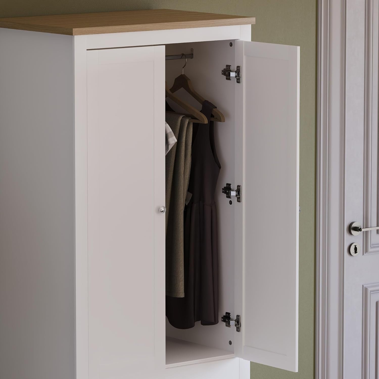 White 2 Door Wardrobe with Drawers Bedroom Storage Cabinet Clothes Rail