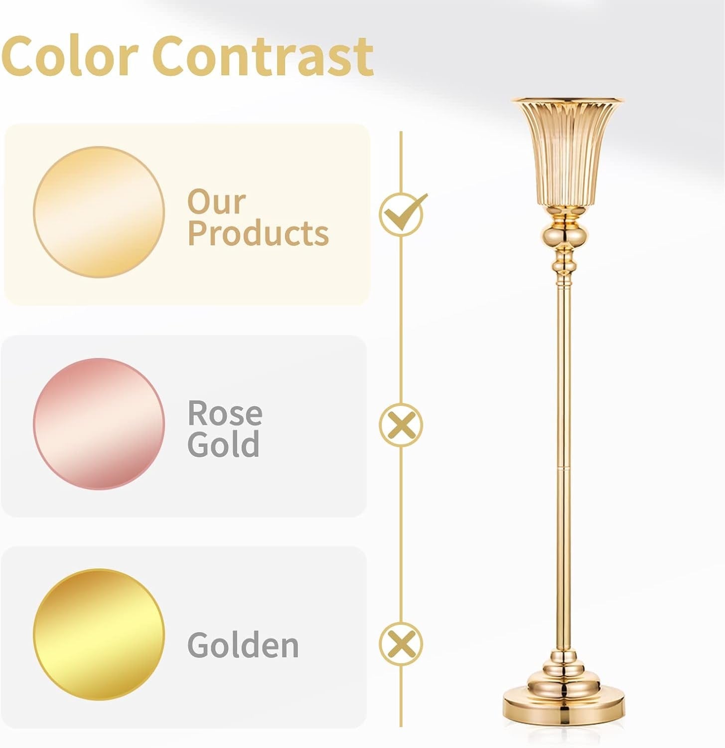 Gold Wedding Table Centrepiece Vases 2pcs 77.5cm Tall Luxury Event Decor