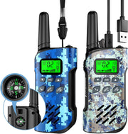 Kids Rechargeable Walkie Talkies 2 Pack 22CH Long Range Compass VOX